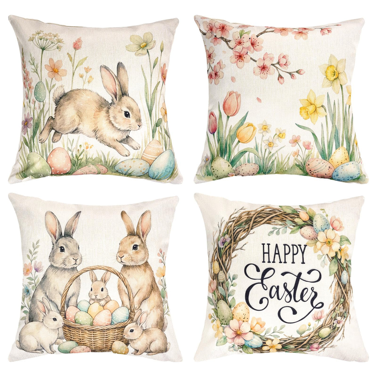 Easter Pillow Covers 18x18 Easter Throw Pillow Covers Bunny Cushion Covers