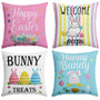 Easter Pillow Covers 18 x 18 Inch,Easter Decorations for Home,Set of 4