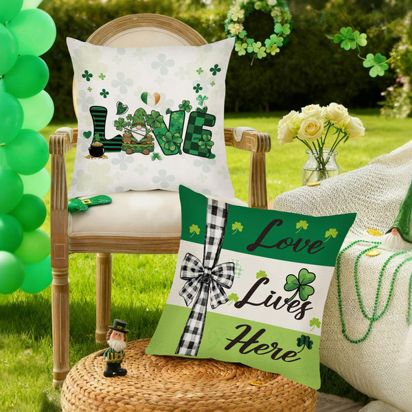 Happy St Patrick's Day Pillow Covers, 4 Pcs Lucky Shamrock Truck Decoration