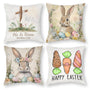 Waterproof Easter Throw Pillow Covers Set of 4, Retro Floral Set of 4, 1-Side, Cotton Linen