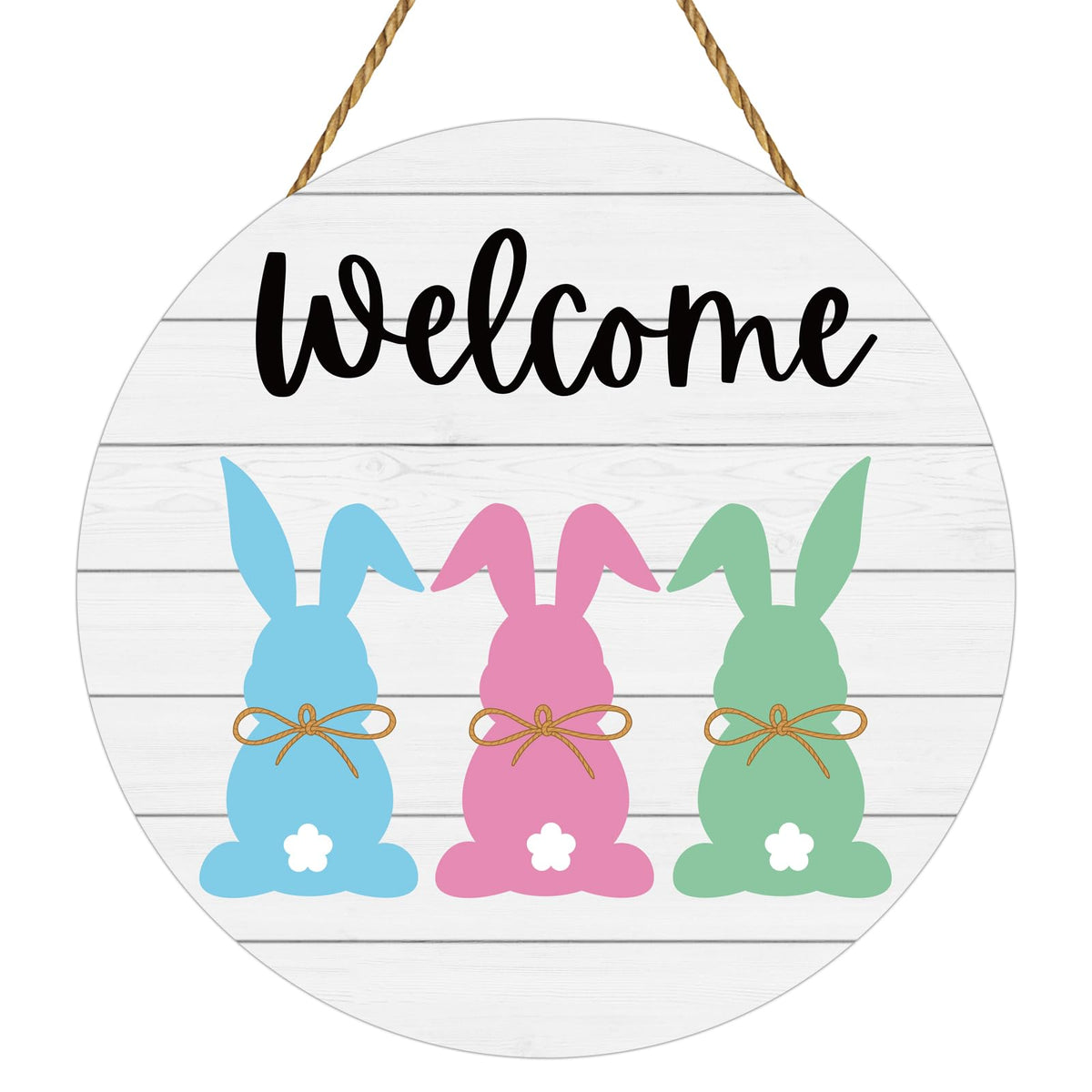 Easter Wreath Easter Door Decorations Cute Bunny Hanging Decorations Bunny Wall Decor Wooden Wreaths for Front Door