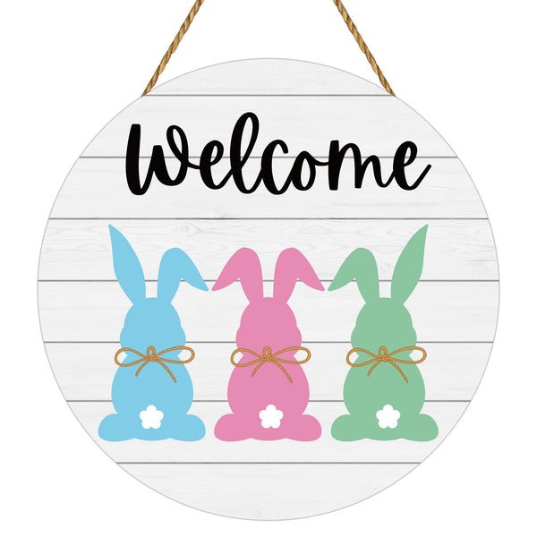 Easter Wreath Easter Door Decorations Cute Bunny Hanging Decorations Bunny Wall Decor Wooden Wreaths for Front Door