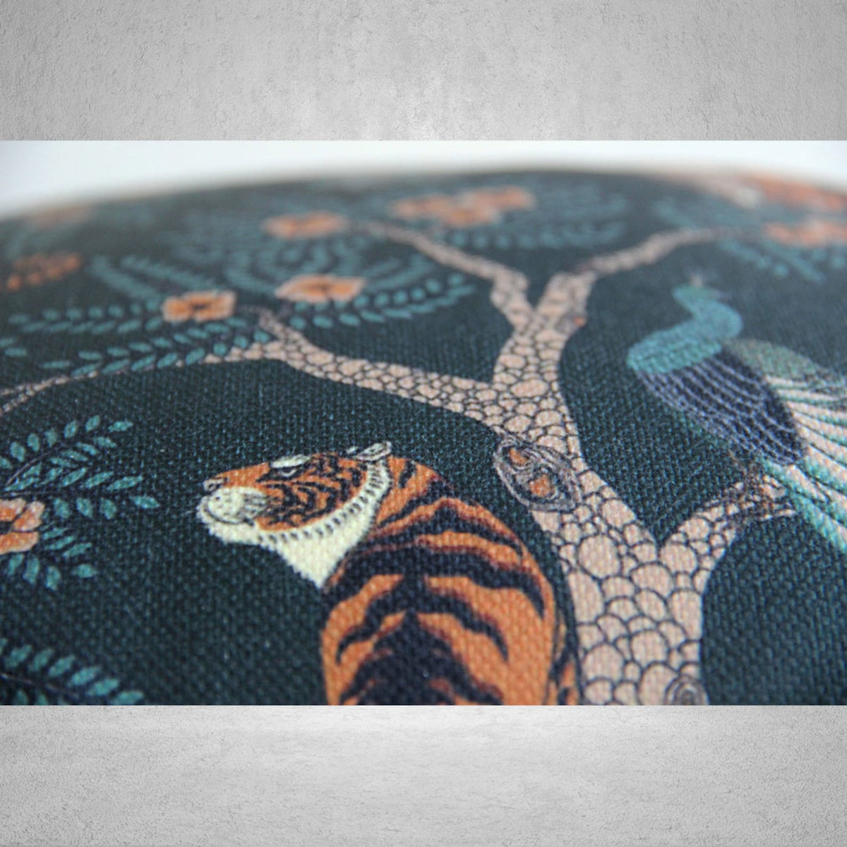 Emerald Green Tiger and Peacock Throw Pillow Cover 18x18, Tropical Pillow Case Jungle Animal Cushion Cover Gifts