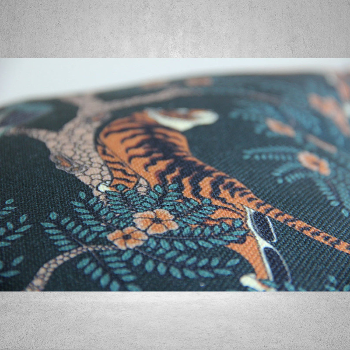 Emerald Green Tiger and Peacock Throw Pillow Cover 18x18, Tropical Pillow Case Jungle Animal Cushion Cover Gifts