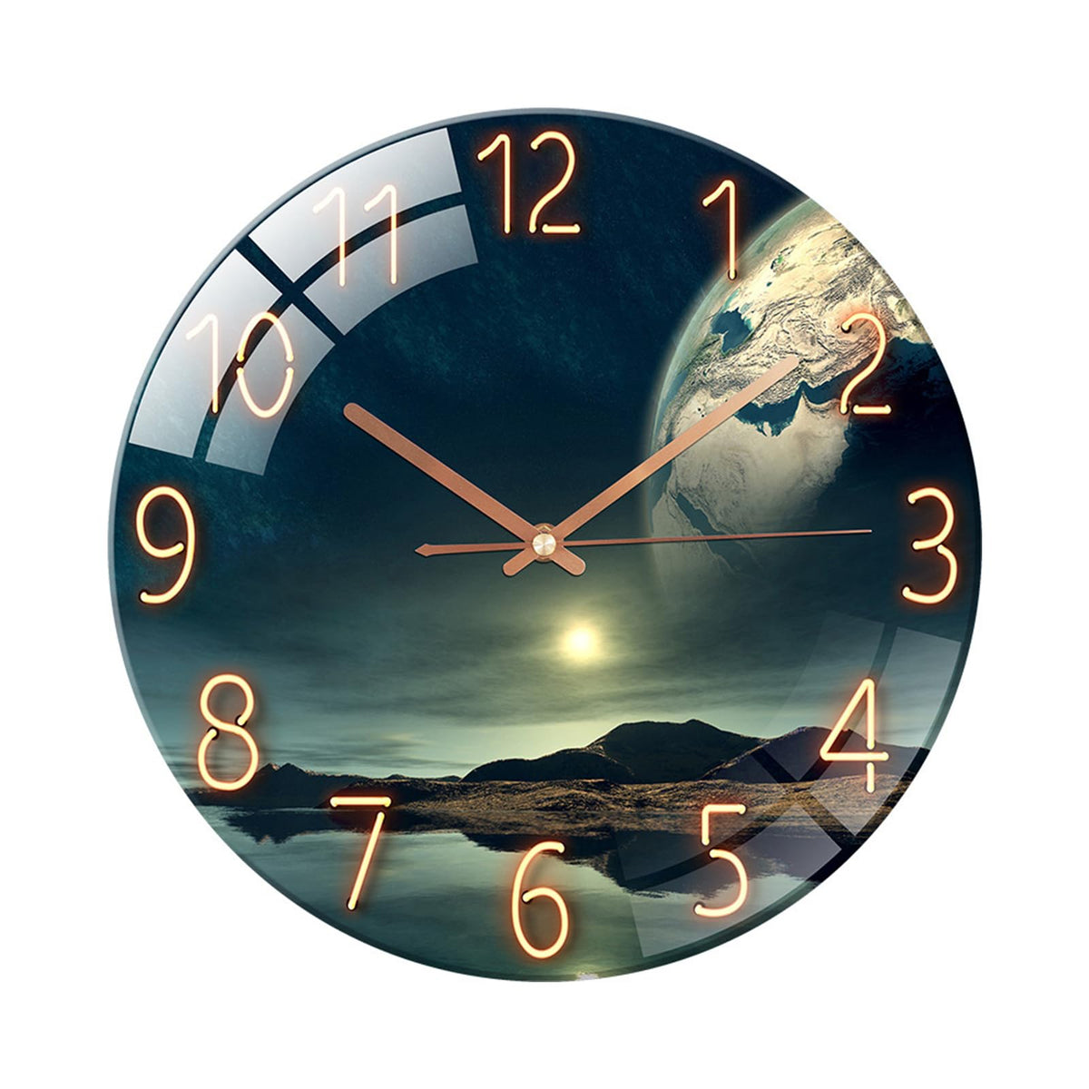 Glass Wall Clock Silent Scanning Mechanical Round Glass Wall Clock