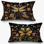 Vintage Dragonfly Bee Floral Pillow Covers 12x20 Set of 2