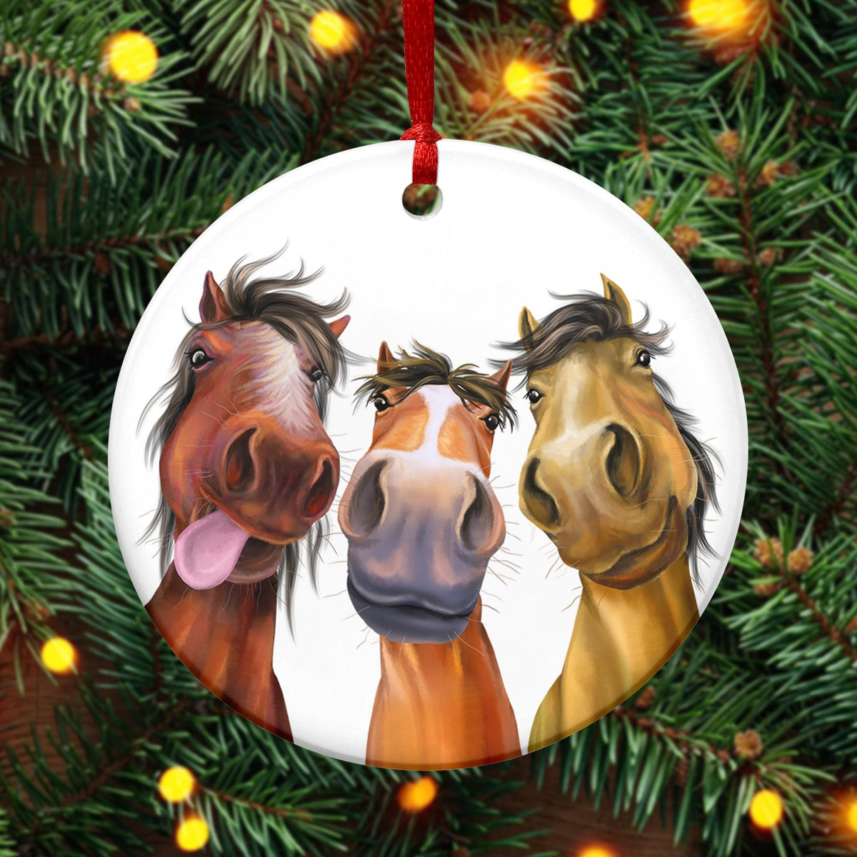 Christmas Horse Ornaments for Women Men - Ceramic Christmas Ornaments 2025 for Tree Decorations - Farm House Decor Gifts