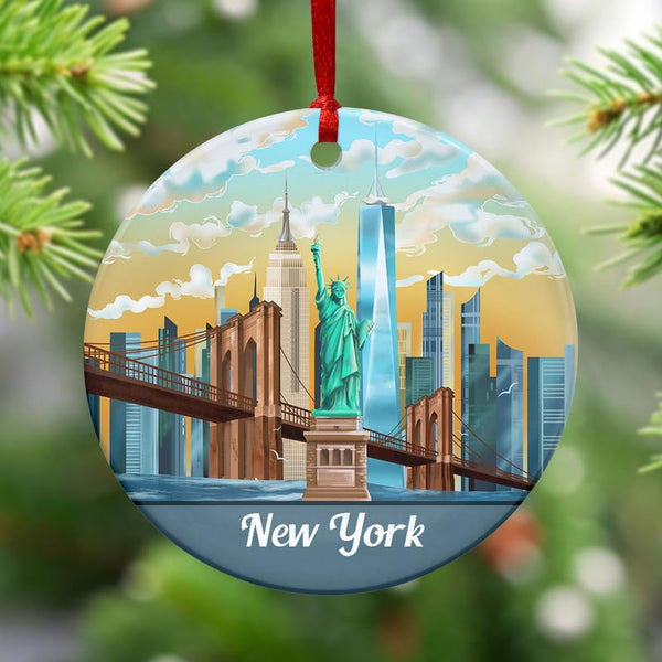 New York Christmas Ornament 2025 - Ceramic Ornaments for Tree Decorations - Christmas Decortions Indoor,