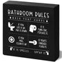 Funny Restroom Black Wooden Box Sign, Farmhouse Rustic home Decor, House Decor For Bathroom Toilet Washing Basin Shelf Table