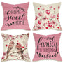 Valentines Day Birds Family Decorative Throw Pillow Covers 18" Set of 4, Pink Love Heart Flower Home Sweet Home