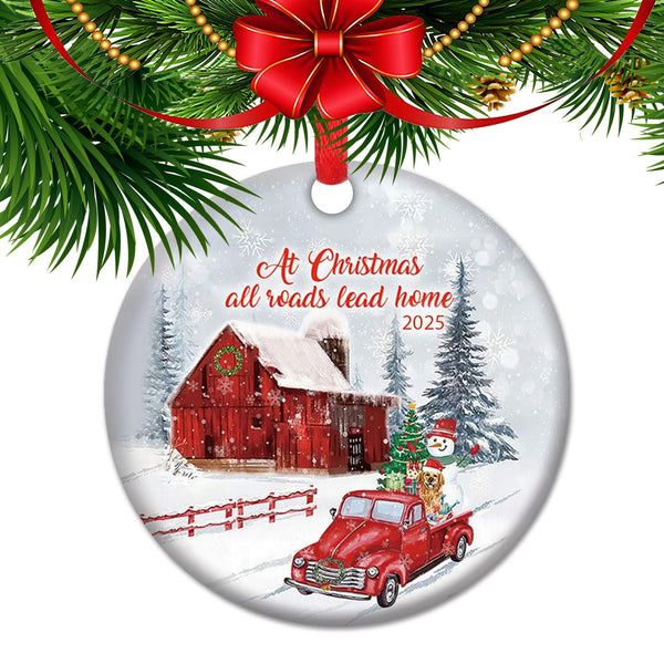 Family Reunion Christmas Ornament 2025 - "All Roads Lead Home Festive Decor for The Holidays