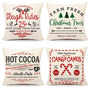 Soft Polyester Farmhouse Christmas Pillow Covers 18x18 Set of 4 Sleigh Rides, Farm Fresh Tree