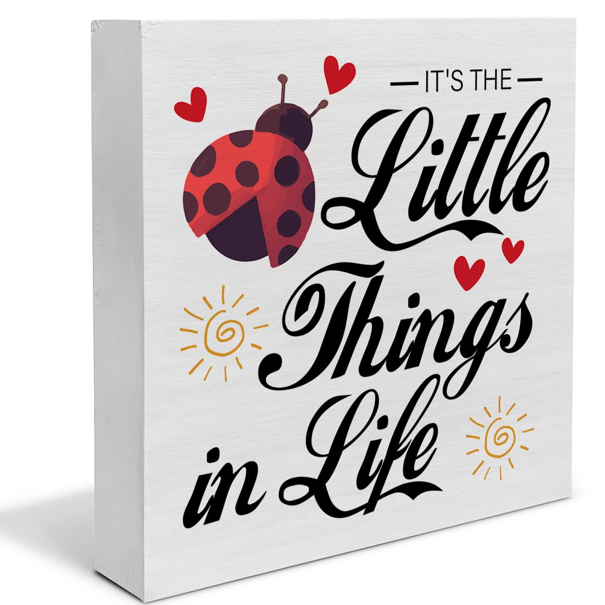 Farmhouse Little Things in Life Quote Wood Box Sign Decor Desk Sign