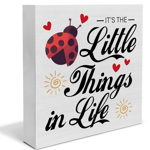 Farmhouse Little Things in Life Quote Wood Box Sign Decor Desk Sign