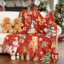 Christmas Throw Blanket, 50" x 60" Soft Flannel Gingerbread Blanket with Snowman and Xmas Tree