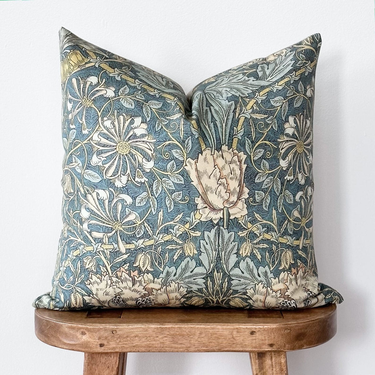 Floral Block Print Pillow Cover | William Morris Forest Floral Inspired Pillow Cover