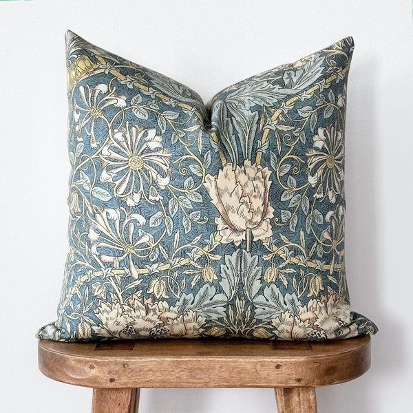 Floral Block Print Pillow Cover | William Morris Forest Floral Inspired Pillow Cover