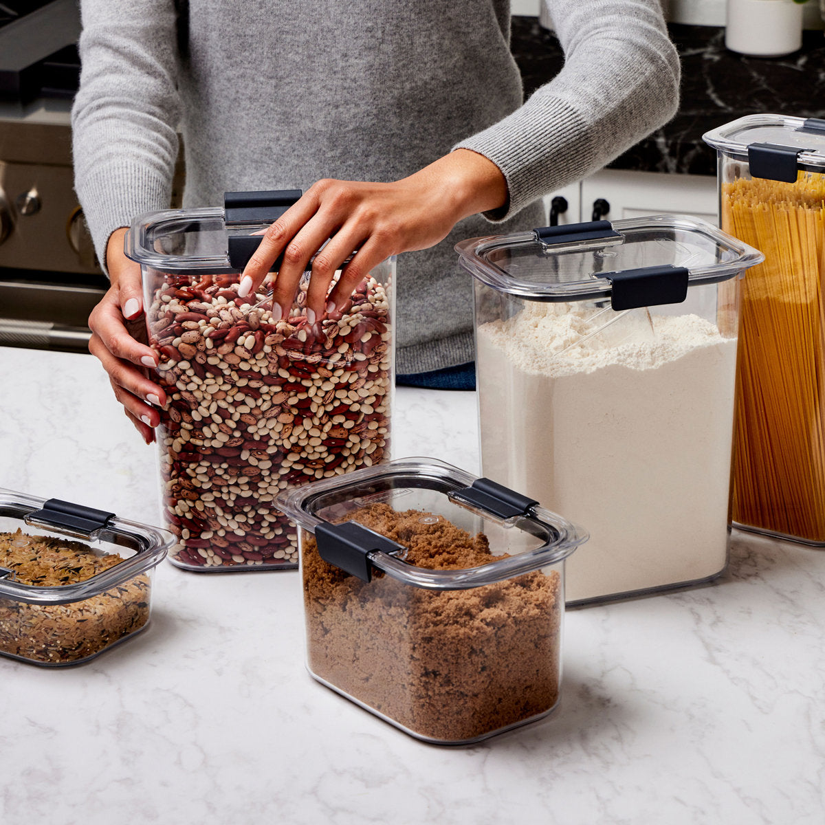 Food Storage Containers Set of 3 – Airtight Leakproof Meal Prep Containers with Lids, Stackable Kitchen Organizer