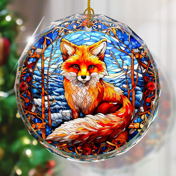 Fox Stained Glass Ornament - Christmas Tree Decor, Fox Ornaments for Christmas Tree, Gift Exchange