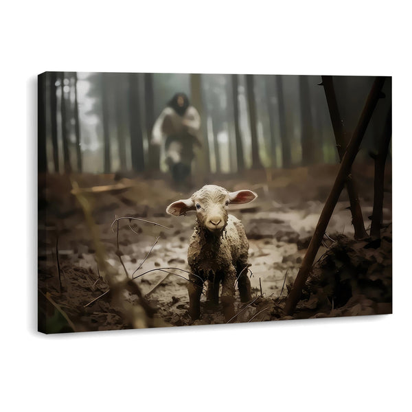 Framed Wall Art Canvas Lamb Christian Painting Prints Wall Decor Room Decor for Christian Schools