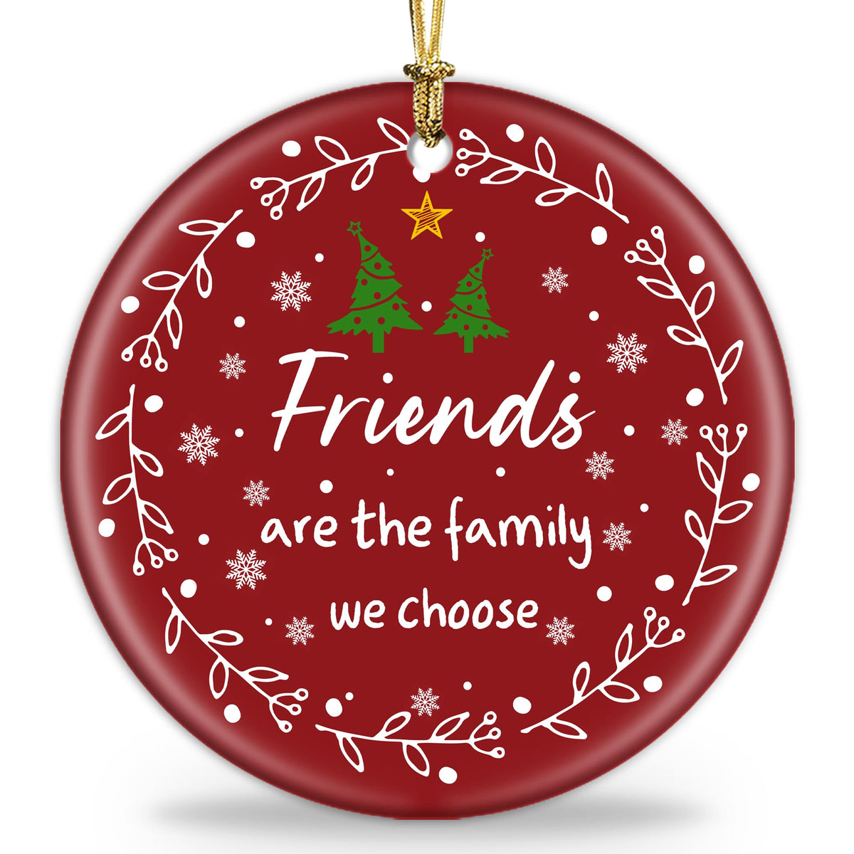 Friend Christmas Ornaments Gifts for Women Men - 3" Ceramic Christmas Tree Friendship Ornaments for Best Friends