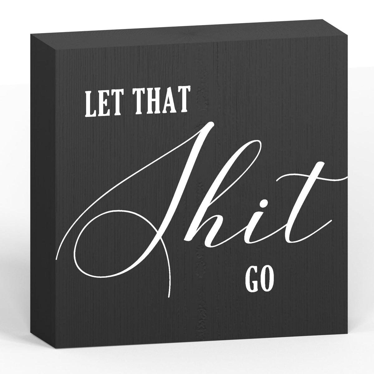 Funny Bathroom Decor Wood Box Sign, Black Farmhouse Toilet Sign with Humor