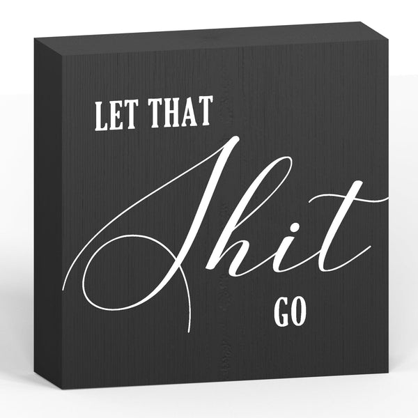 Funny Bathroom Decor Wood Box Sign, Black Farmhouse Toilet Sign with Humor