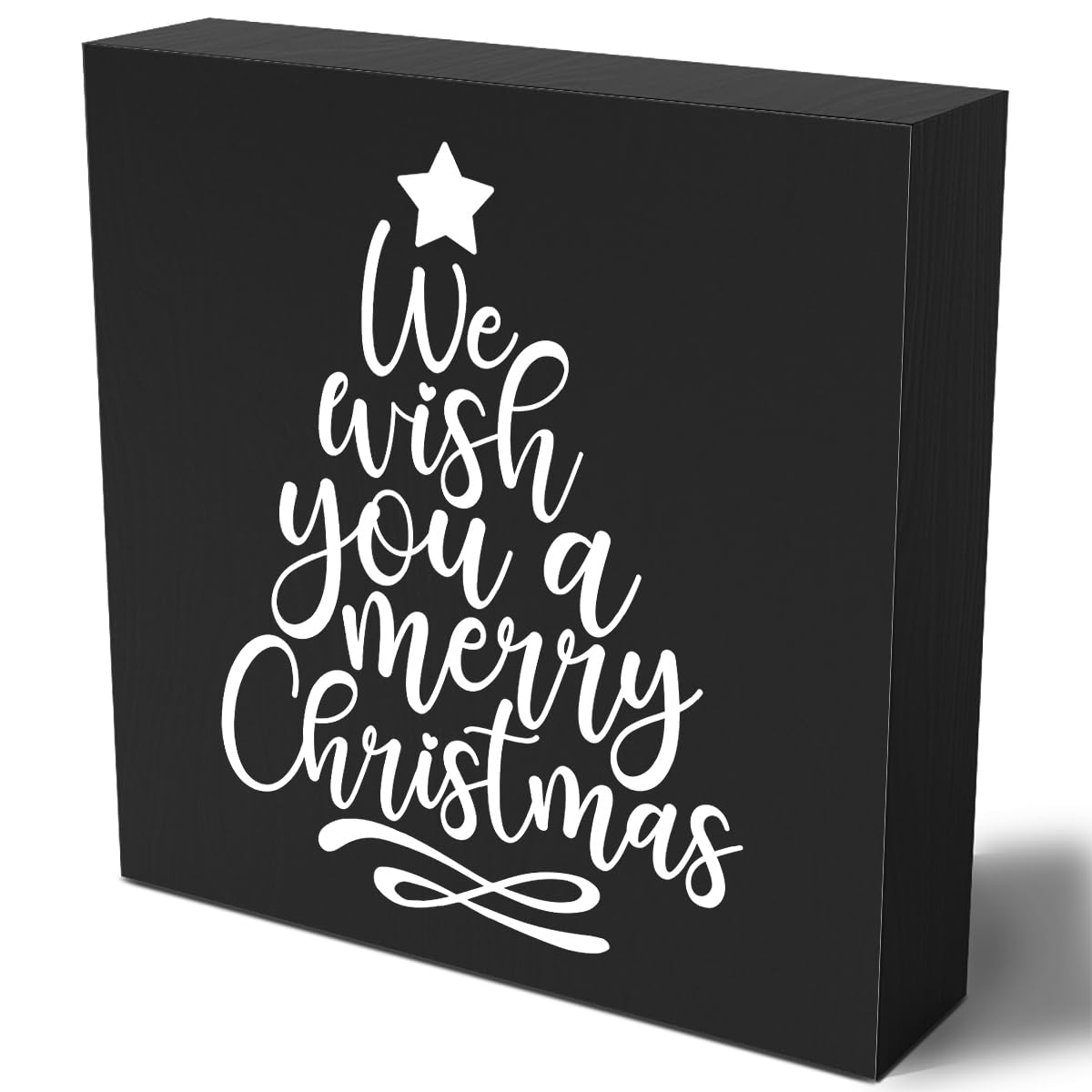 Funny Christmas Wooden Box Sign Plaque We Wish You a Merry Christmas Black