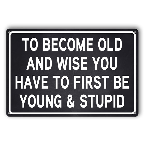 Funny Man Cave Signs Funny Sarcastic Men Metal Tin Sign Mancave Signs And Decor To Become Old And Wise
