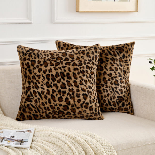 Cheetah Pillow Covers 18x18 Throw Pillow Covers Set of 2 Leopard Couch Pillow Covers Soft Velvet