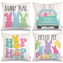 Easter Pillow Covers 18x18 Set of 4 Easter Decorations for Home Bunny Truck Hello Peeps Hip Hop