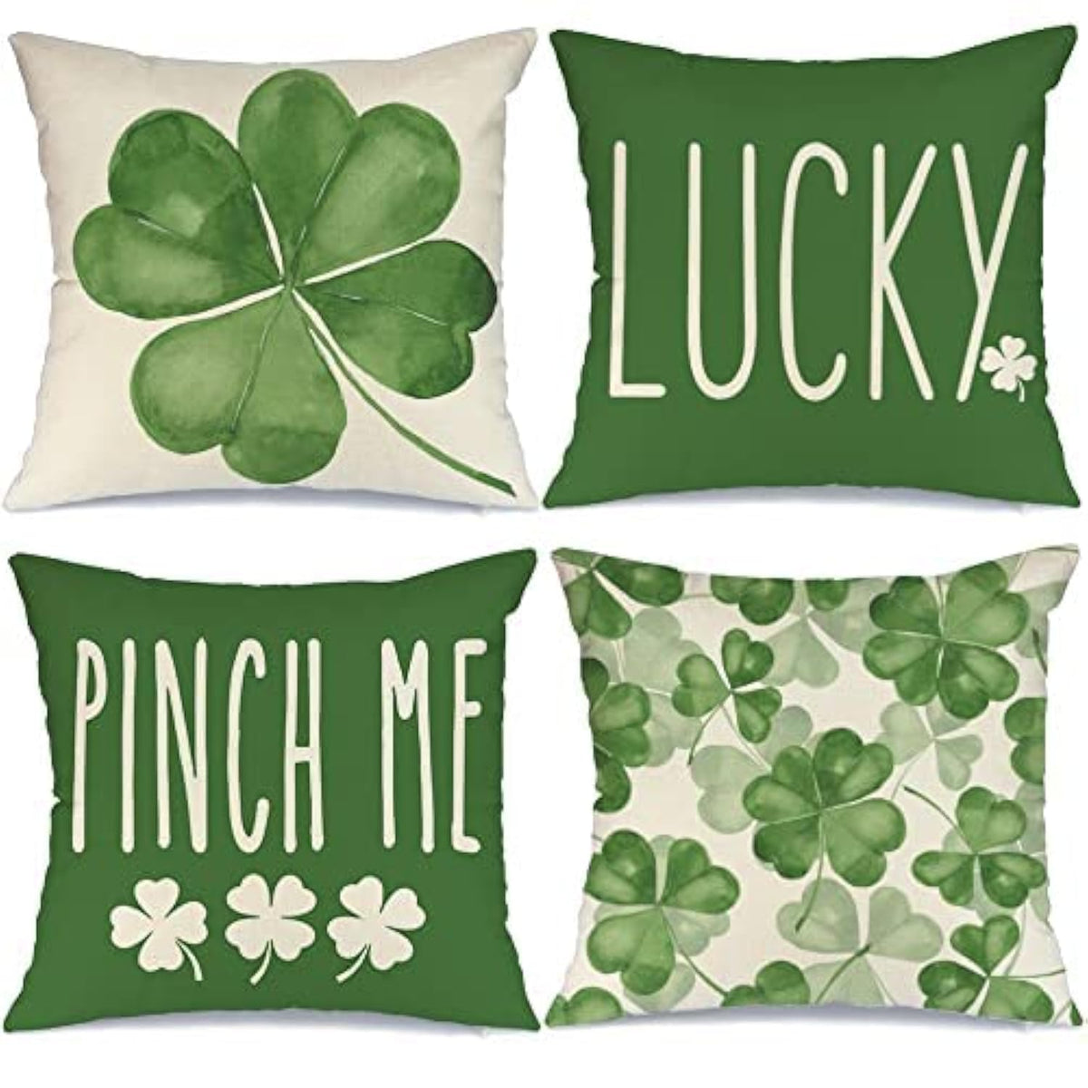 St Patricks Day Pillow Covers 18x18 Set of 4 St Patricks Day Decorations for Home Shamrock Lucky