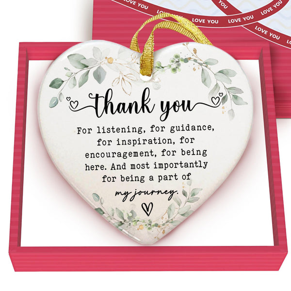 Heart-Shaped Thank You Ornament - Thank You Gift for Women - Christmas, Appreciation Gift for Teacher