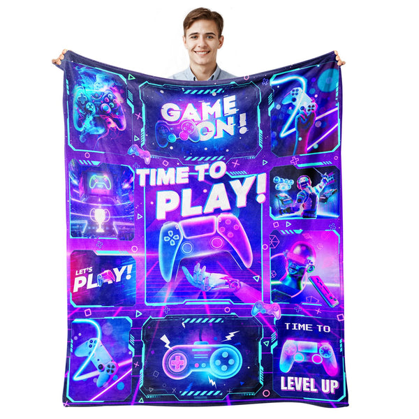 Gaming Blanket for Boys and Girls - Gamer Gift for Men and Women, Soft Game Decor for Room