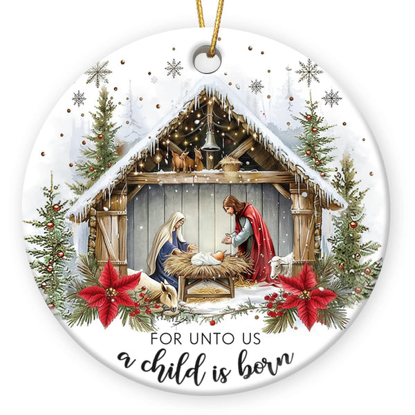 Christmas Nativity Scene - Religious Christmas Ornaments 2025, Jesus for Tree Decorations, Gifts for Christian Women, Ceramic Christian