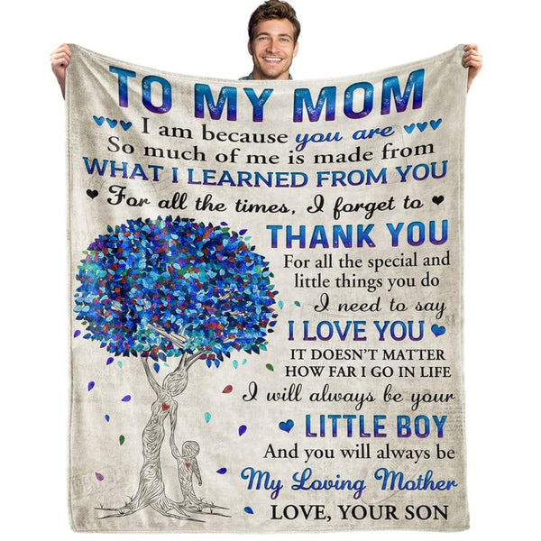 Gifts for Mom from Son, Romantic Birthday Gifts from Son to My Mom Flannel Blanket for Mama