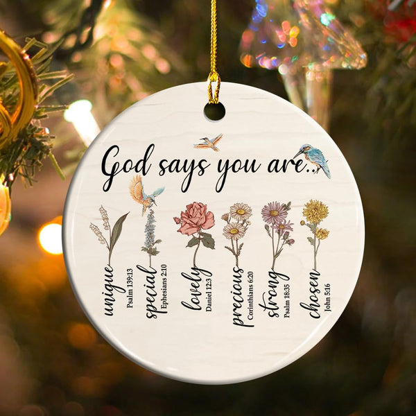 God Say You are Bible Verse and Prayers Christmas Ornaments
