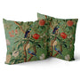 Waterproof Green Chinoiserie Pillow Cover 18x18 Inch Vintage Bird Flower Throw Pillow Covers