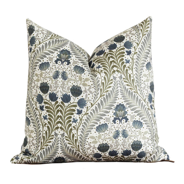 Green and Blue Floral Pattern | Blue and Green Floral Pillow Cover