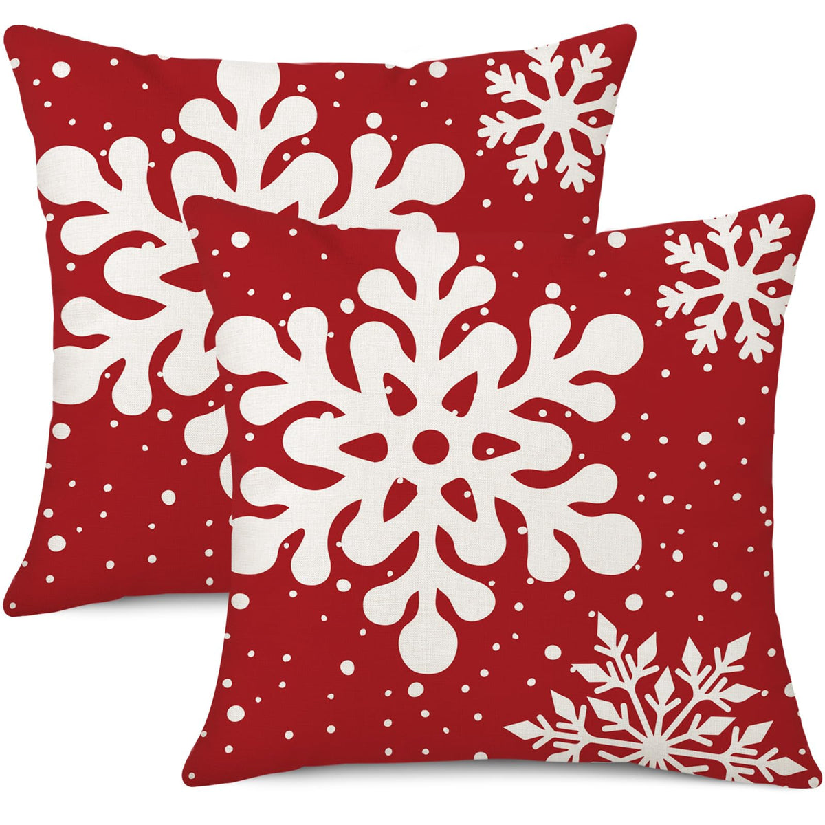 Green Christmas Pillow Covers 18x18 Inch Set of 2 Snowflakes Velvet Square