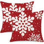 Green Christmas Pillow Covers 18x18 Inch Set of 2 Snowflakes Velvet Square
