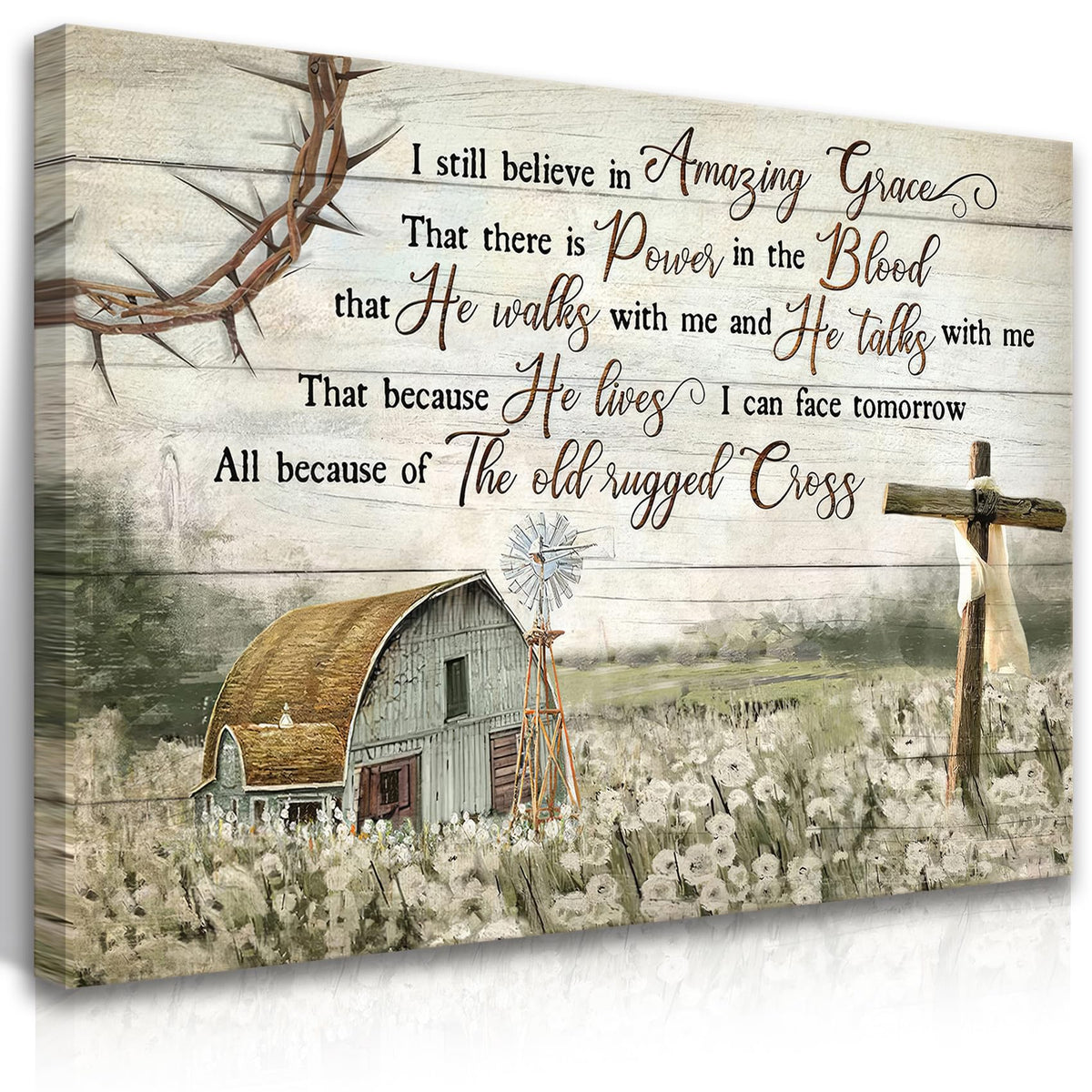Christian Wall Art Barn Windmill Canvas Wall Decor Religious Wall Art I Still Believe In Amazing Grace Picture Print