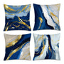 Navy Blue and Gold Throw Pillow Covers 18x18 Inches Set of 4, Modern Decorative Abstract Oil Painting Pillow Cover
