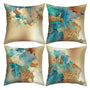 Teal and Gold Throw Pillow Covers 18x18 inch Set of 4 Turquoise Gold Abstract Pillow Case
