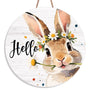 Happy Easter Door Sign, Hello Easter Wall Decorations, Bunny Rabbit Wooden Hanging Sign for Spring Holiday Indoor