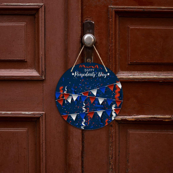 Happy President's Day Wall Decorative Wood Hanging Wood Plaque, Door Sign for Outdoor Indoor