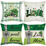 Happy St Patrick's Day Pillow Covers, 4 Pcs Lucky Shamrock Truck Decoration