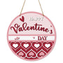 Happy Valentine's Day Sign for Front Door Decor, Red Pink Love Hearts Wood Hanging Sign for Home Wall Porch Indoor Outdoor