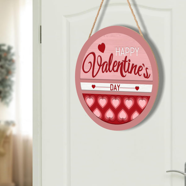 Happy Valentine's Day Welcome Door Sign 8”x8” Valentines Day Decorations Door Hanger Rustic Wooden Hanging Wall Plaque Sig