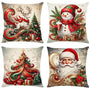 Christmas Throw Pillow Covers 18x18 Set of 4 Winter Holiday Decorative Pillowcase Reindeer Snowman